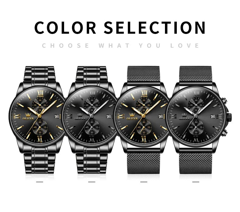 MIDNIGHT SUN: Luxury Black Stainless steel watch